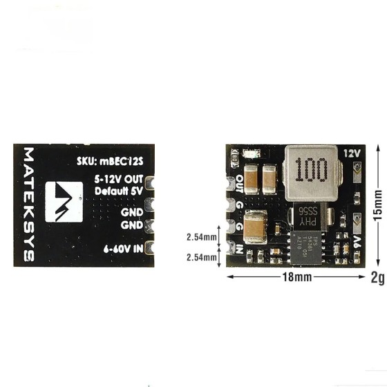 Original 18X15mm MATEK MBEC12S BEC 6-60V to 5V/9V/12V-ADJ for RC Model Airplane Helicopter Racing Drones Replacement DIY Parts